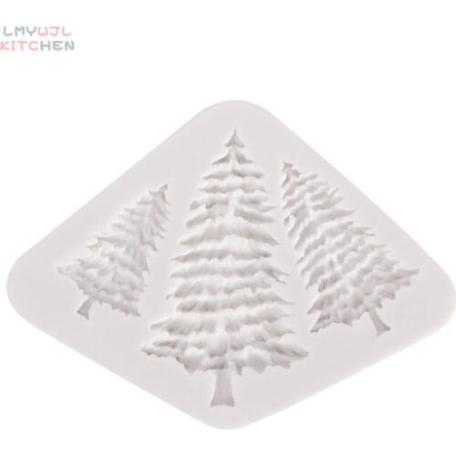 3-hole Christmas Tree Shape Silicone Mold DIY Chocolate Fudge Cake Mold Baking Cake Decoration Accessories Christmas Decoration