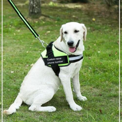 Dog Harness Vest ID Patch Customized Reflective Breathable Adjustable Pet Harness For Dog NO PULL Pet Outdoor Harness