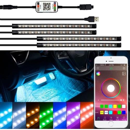 LED Strip RGB Remote Control Car Decorative Atmosphere Light For Subaru Forester Legacy Impreza XV Outback BRZ sti Jaguar XF