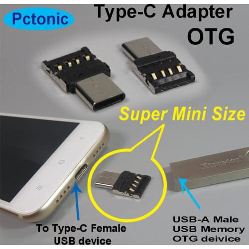 PCTONIC slim Type-C USB OTG adapter to type-A USB male to USB-C male mobile phone USB cable metal for flash Drive disk mouse