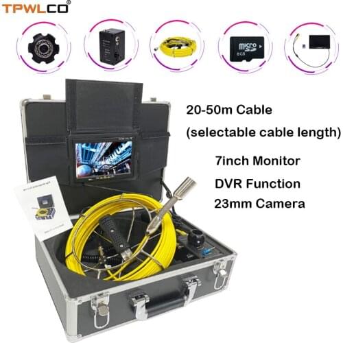 Pipe Inspection Snake Camera Diameter 23mm 7inch 1000TVL Display Waterproof Industrial Camera System With DVR Recording 20-50m