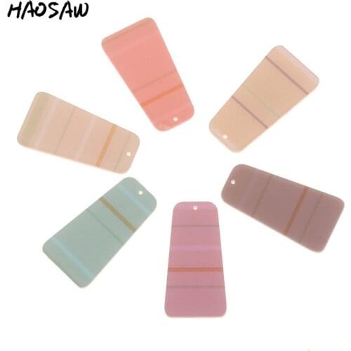 HAOSAW 20*40MM 6Pcs/Lot HandMade/Acetic Acid Charm/Trapezoid Shape/DIY Jewelry Making/Jewelry Accessories/Earring Findings