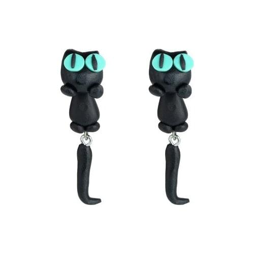 Vinyl Handmade Cartoon 3D Polymer Clay Animal Earrings Cute Cat Stud Earring Ear Stud for Women Jewelry