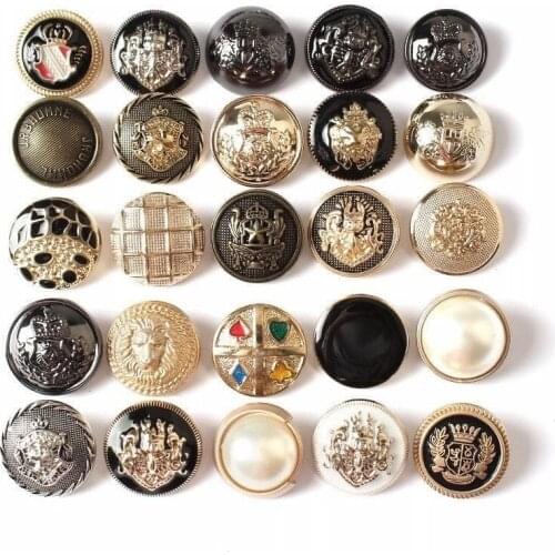 High-Grade Metal Buttons Men and Women All-Matching Black and Golden round Sweater Suit Suit Coat Decorative Clothes Buttons