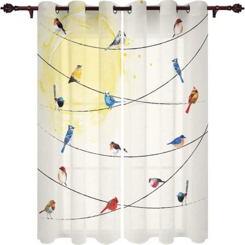 Patio Curtain Wire Bird Cute Outdoor Curtain For Garden Patio Curtains Bedroom Living Room Kitchen Bath Room Panel Drape