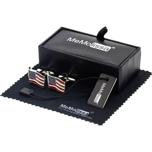 MeMolissa Display Box Cufflinks Luxury Men Cuff Links American Flag Design CuffLinks Wedding Gifts Classic Mature Cuff Links