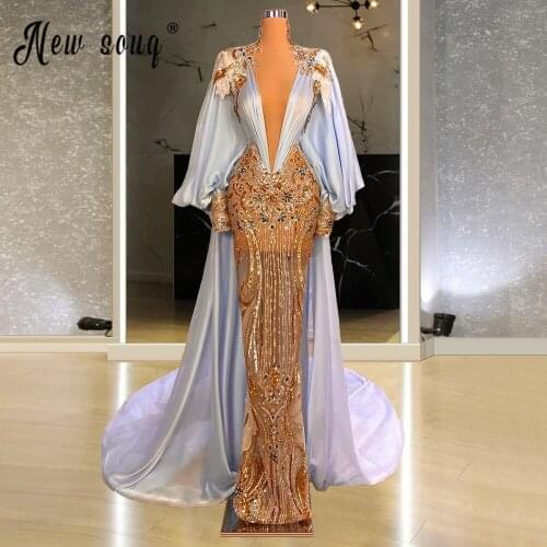 Robe Soiree Evening Dress Lantern Sleeve V Neck Celebrity Dresses Dubai/Saudi вечернее платье Red Carpet Runway Gowns Robes