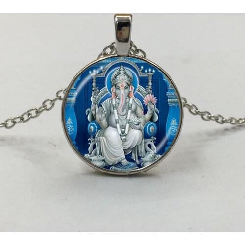 1Pcs Lord Ganesh Ganesha Necklace God of Fortune Pendant Hindu Elephant Necklace Buddha Meditation Spiritual Jewelry Necklace