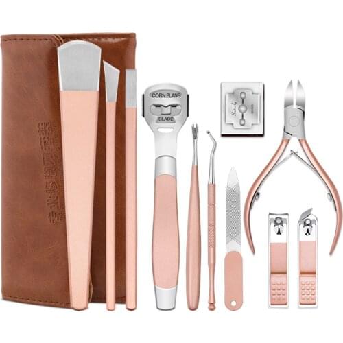 11pcs/set Stainless Steel Nail Clippers Nail Trimming Tool Set Nail Knife Pusher Nipper Files Trimmer Foot Cuticle Dead Skin