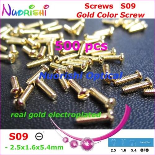 S09 2.5x1.6x5.4mm 500pcs Gold Electroplating Eyewear Spectacle Glasses Screws Aaccssories Free Shipping