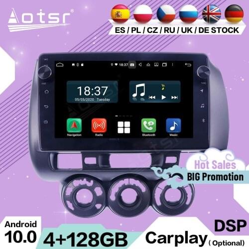4+128G Carplay Multimedia Stereo Android 10 For Honda Fit 2006 2007 2008 GPS Navigation Video Audio Car Radio Receiver Head Unit