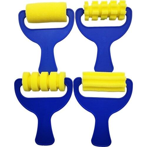 4Pcs/set Sponge Roller Brush DIY Drawing Painting Graffiti Sponge Brushes Stationery Education Tools Supplies For Children Kids
