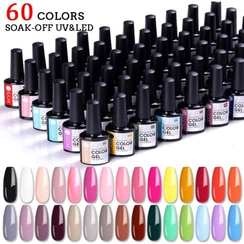 UR SUGAR 60pcs Color Gel Nail Polish Set Kit Soak Off Nail Lacquers Semi Permanent UV Led Gel Varnish Set For