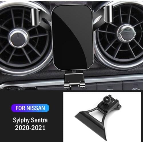 Car Mobile Phone Holder Air Vent Mounts Stand GPS Gravity Navigation Bracket For Nissan Sentra Sylphy B18 2020 2021 Accessories