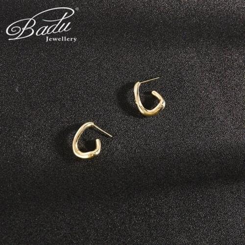 Badu New Irregular Metal Stud Earrings Temperament Simple Geometric Hook Gold Earrings For Womens Party Jewelry accessories