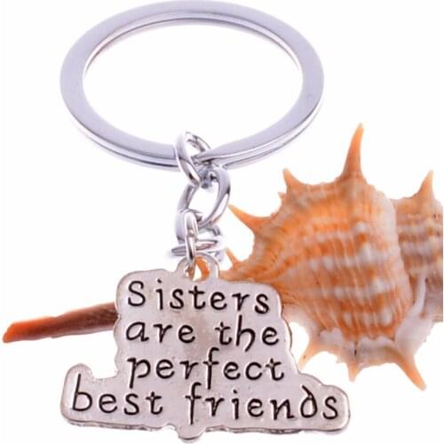 Bespmosp 12PC/Lot Trendy Sister Are The Perfect Best Friends Keychain Friendship Jewelry Charm Keyring BFF Sis Family Love New