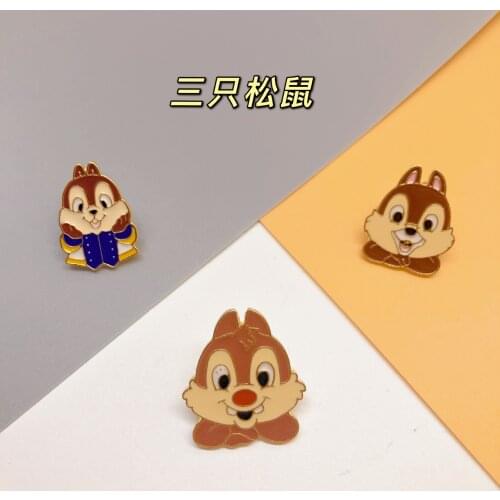 Japan and South Korea Cute Cartoon Squirrel Brooch Alloy Squirresl Badge Personality Couple Jacket Pin Bag Accessories
