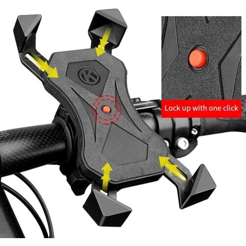 Bicycle Motorcycle Mobile Phone Holder for 4-6.8 inches Smartphone 360 Degree Rotation Phone Bracket with USB Charging Port