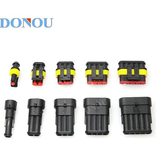 DONOU 5Sets 1P/2P/3P/4P/5P/6P Automobile Waterproof Connector Tyco HID Plug Amp Connector DJ7021-1.5 Refitting Harness Plug