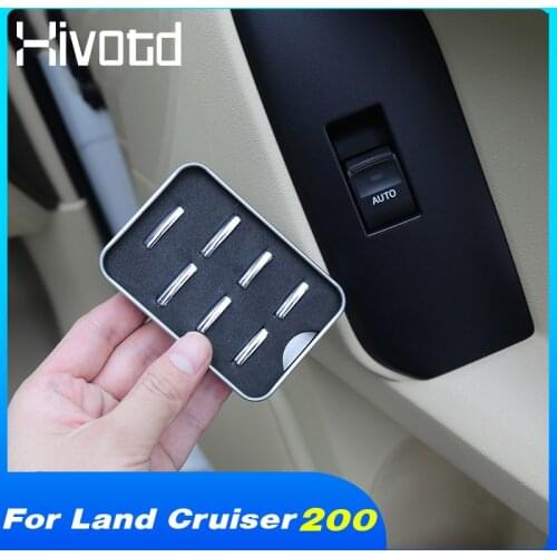 Hivotd Window Button Trim Car Styling Accessories Switch Stainless Steel Sequin Decoration For Toyota Land Cruiser 200 2019 2020