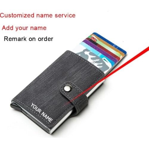 Rfid ID Card Holder Business Men Wallet Money Bag Male Vintage Black Hasp Purse Small Slim Wallet with Note Compartment