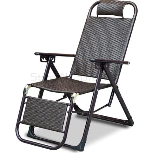 Rattan chair recliner folding lunch break lazy outdoor beach chair adult nap backrest leisure chair