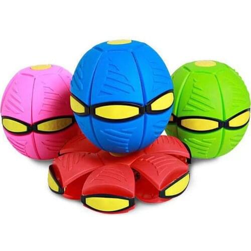 Flying UFO Flat Throw Disc Ball With LED Light Toy Kid Outdoor Garden Basketball Game Decompression ball deformation toy