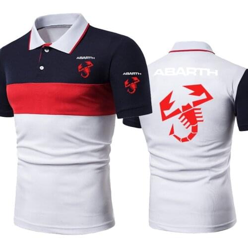 Fashion Summer Mens POLO shirt Abarth Car Logo Printing Cotton short sleeve High Quality Casual Mens short sleeve