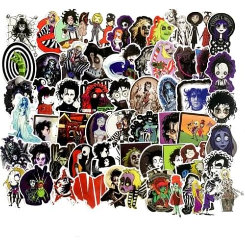 61pcs Stickers Tim Burton Classic Movie Edward Scissorhands Graffiti Sticker For Skateboard Laptop Bicycle Waterproof Decals F4