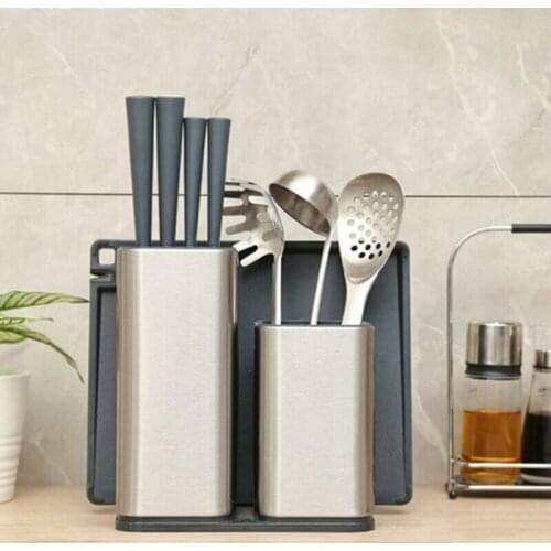 New Knife Storage Rack+Cutting Board Cutter Holder Chopping Board Insert Stainless Steel Holder Kitchen Storage Rack