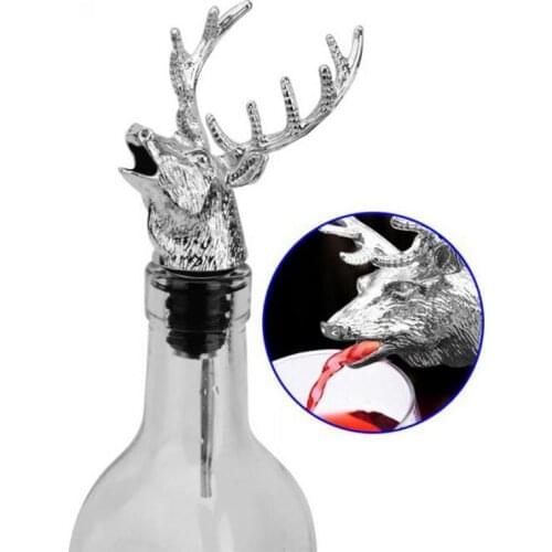 NEW arrival Zinc Alloy Deer Stag Head Wine Pourer Unique Wine Bottle Stoppers Wine Aerators Bar Tools Get Together Gift