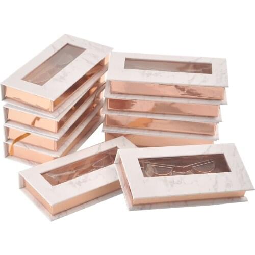 Bulk 10/pack Wholesale Eyelash Package Box Lash Boxes Packaging Custom Rectangle Marble Paper Box Magnetic Storage Case Vendors