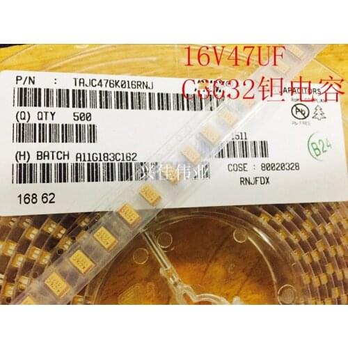Original 20pcs/ 16V47UF 476 47UF 16V C6032 C 1812 Tantalum Capacitor
