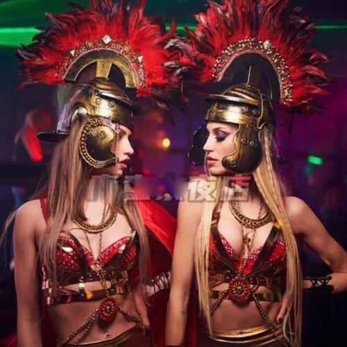 Rome theme party sexy gogo costumes nightclub bar ds costume women feather headdress
