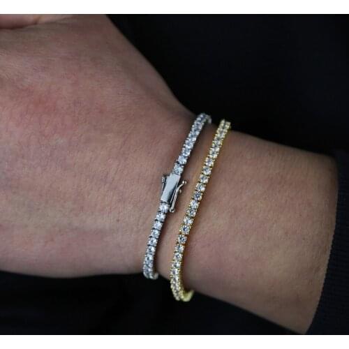 Luxury 3mm Cubic Zirconia Tennis Bracelets Iced Out Chain Crystal Wedding Bracelet For Women Men Gold Silver Color Bracelet
