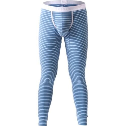 Sexy Fashion Brand Cross Stripe Cotton Man Sexy Pouch Lounge Pants Gay Thermal Sleeping Pajama Leggings 2019 New Size S M L