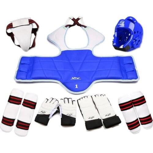 Taekwondo Chest Protector WTF Palm Glvoes Karate Helmet Adults Children Kids Jockstrap Body Guard Training Set Sparring Gear