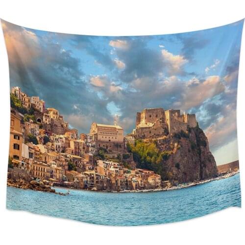 Sicily Italy Blue Beach Wall Tapestry Cover Beach Towel Picnic Yoga Mat Home Decoration