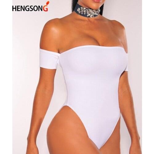 2020 Women Sexy Clubwear Bodysuits Tops Stretchy Bodycon Party Off The Shoulder Women Bodysuits Female Backless Lace-up Rompers