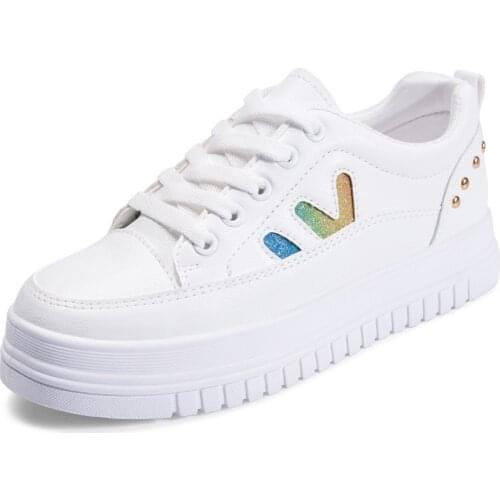 2019 Autumn New Fashion Women Shoes Casual High Platform Hole PU Leather Simple Women Casual White Shoes Sneakers YYJ134