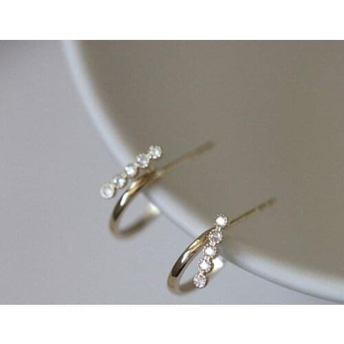 VENTFILLE 925 Sterling Silver French Simple Side Stud Earrings Women Light Luxury Temperament Party Jewelry Gift