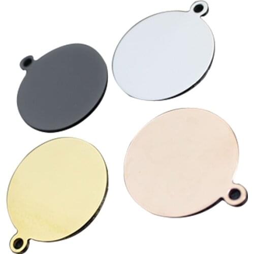 Stainless Steel 25/30/35mm Outer Hole Round Tag Steel/Gold/Black Color Blank Metal Charm Pendant Wholesale 10pcs