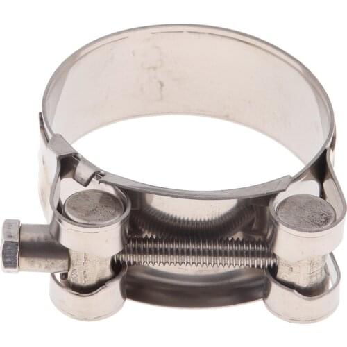 2x Stainless Steel Motorcycle Exhaust Silencer Link Pipe Hose Clamp 48-51mm