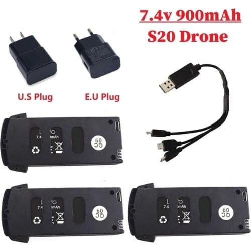 7.4V 900mAh Lipo Battery For S20/H78G Drone RC Quadcopter Spare Parts for S20/H78G 7.4v Rechargeable Battery with USB charger