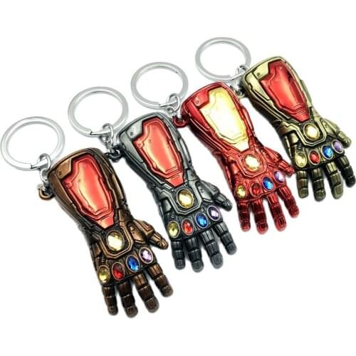 Movie Key Chains Glove Keychain Infinite Power Gauntlet Metal Pendant Keyring Movie Jewelry llaveros Fans Gifts