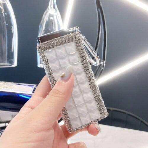 Diamond Keychain Cigarette Case Crystal Slim Portable Storage Box Holder 8 Sticks Metal Anti Pressure Smoking Tools Women Gifts