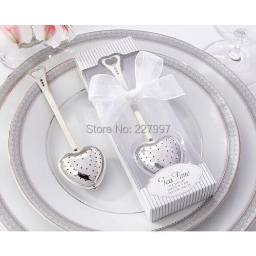 "Tea Time" Heart Tea Infuser in Elegant White Gift Box 100PCS/LOT+ wedding party favors gifts+Free shipping