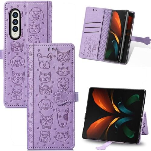 Cute Fashion Full Protection Leather Case for Samsung Galaxy Z Fold3 Fold 3 Flip Wallet Phone Bag Cover