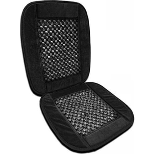 90*43CM Luxury Black Wooden Beaded Plush Velvet Seat Cover Premium Quality Ultra Comfort Massage Cool Car Seat Cushion