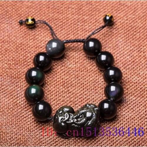 Color Obsidian Pixiu Beads Bracelet Chinese Amulet Charm Women Natural Gifts Customized Jade Jewelry Hand knotting Gemstone